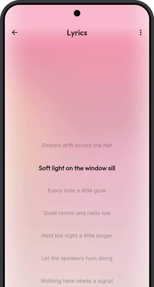 Sonora lyrics screen with the current line highlighted